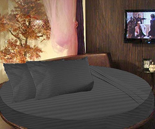 Parure de lit ronde en coton égyptien 600 fils gris luxe