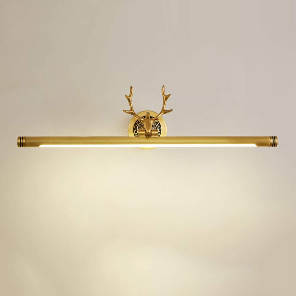 LED Spiegellampe Badleuchte 8W Badlampe Spiegelleuchte Geweih Badezimmer Lampe Retro Schrankleuchte Schminklicht Acryl Aufbauleuchte Golden für Spiegel Wandbild Schrank-Beleuchtung Neutralweiß L44cm