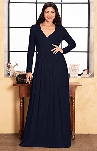 Image of KOH KOH Womens Long Sleeve Empire Cocktail Elegant Evening Versatile Maxi Dress