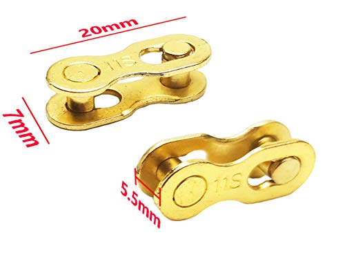 Hyamass 4 Pairs Bicycle Missing Link 11 Speed Chain Reusable Steel Bike Chain Link（Gold） - Thumbnail 2