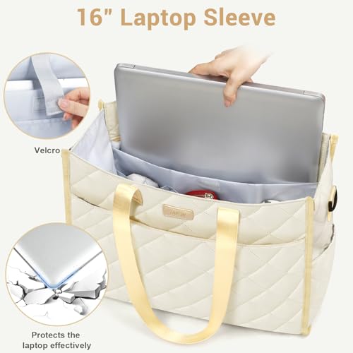Image of IBFUN Utility Tote Bag with 24 Pockets, Large Teacher Tote for Women with Laptop Compartment, Travel Tote Bag with Zip Top