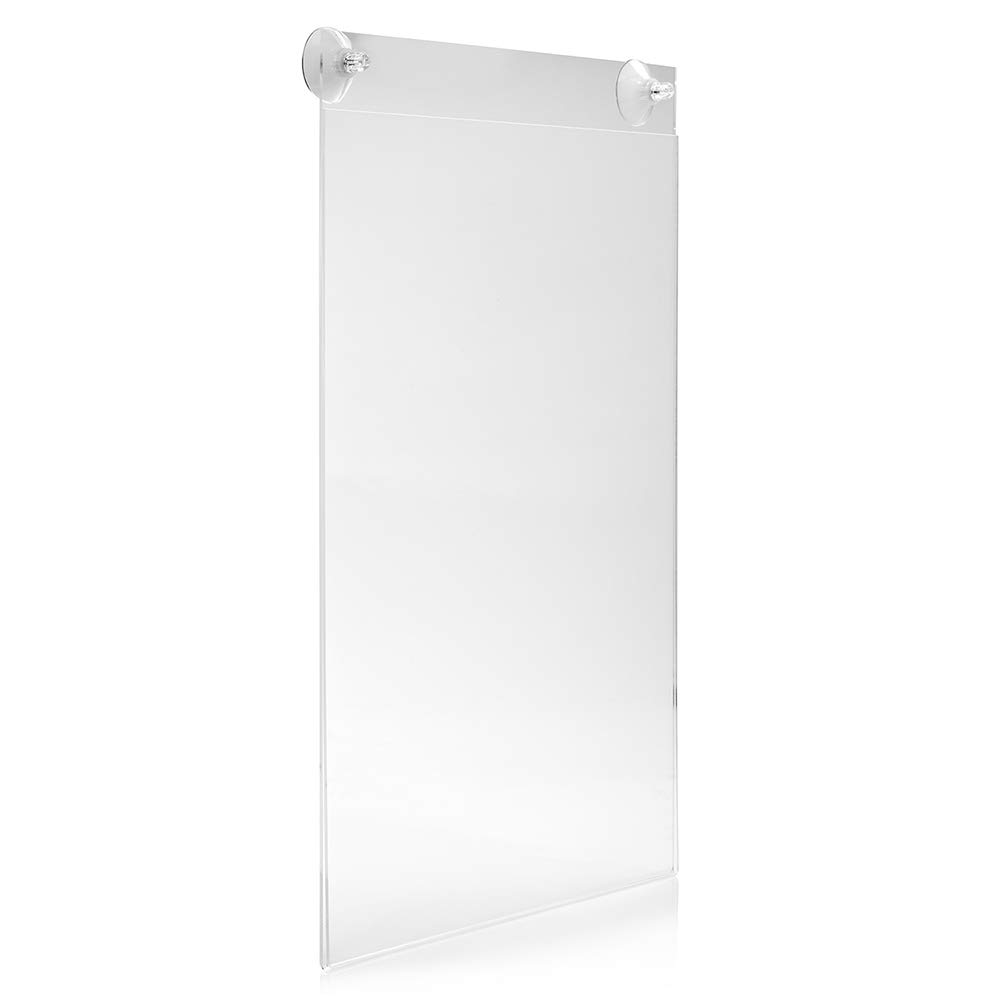 DIN A3 Hoch (297x420mm) Acrylglastasche mit Saugnäpfen für Glasscheiben/Infotasche/Blatthalter/Schildhalter/Preisschildhalter/Plakattasche/Saugnapf/Haftsauger/Saugfuß/Transparent - Zeigis®