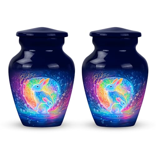 Image of Rabbit Urn Burial Decorative for Mom & Dad 3 Inch 2 Qty | Human Remains Urns for Men & Women Memorial Urn for Male & Female