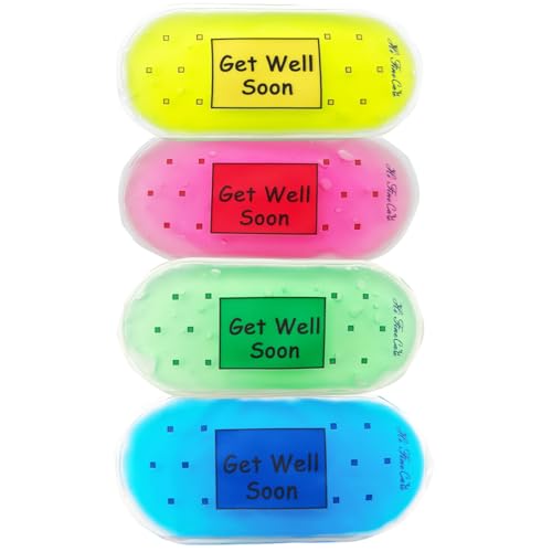 Boo Boo Ice Pack, Kid Reusable Ice Pack, Auxiliary Fever Reduction, Hot Cold Pack for Kid Injuries, Wisdom Teeth, Baby Colic, Gas and Upset Stomach, Pain Relief, Fever, Headaches(4 Pcs)