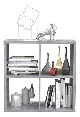 NEWFACE Forte - Estantería Mauro con 4 Compartimentos, de Madera, en Apariencia de hormigón