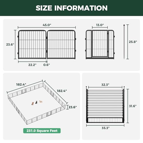Image of FXW Instant Dog Playpen with RV Step Grid for RV Camping, 24 inch H, 32 Panels | Quick-Setup & Heavy-Duty Play Yard, Helps Close Stair Gaps, Fits 32 inch RV Step Opening, For Puppies & Small Dogs, Patented