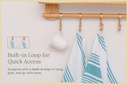 Image of Teal Dish Towels - Highly Absorbent, Lint-Free, 100% Cotton Teal Kitchen Towels - 6 Pack, 30 inchx20 inch, Large Size Striped Dish Cloths with Hanging Loop - Washable and Durable Tea Towels (6 Pack)