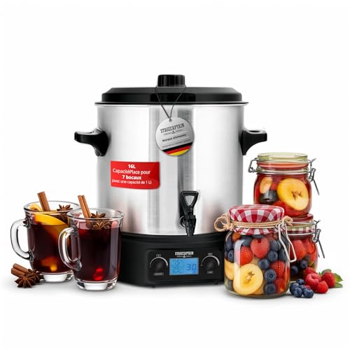 Stagecaptain GWK 27D — Marmite 27 L pour vin chaud, boissons, confitures, fruits, soupes. 2000 W, inox, régulateur de température, minuterie, arrêt auto,...