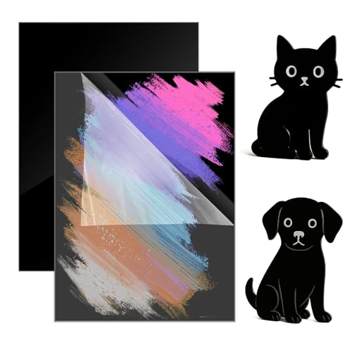 TMZELOA 2 Pieces 30 x 20 cm Láminas de Plástico Metacrilato Negro 3mm Plancha Plástico Rígido Lámina de Acrílico Placa de Metraquilato Negro lámina Acrílica Negra para Manualidades Decoración