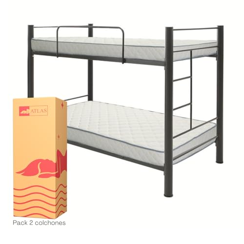 Consejos para Comprar Precio de Literas en Coppel comprados en linea. 47 ATLAS DEL DESCANSO Litera Individual Valky De Estructura de Metal Ultra Resistente + Pack 2 Colchones Individuales De Confort Medio | Literas para Niños y Adultos | con Escalera...