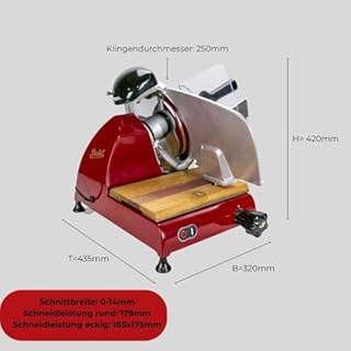 Berkel Red Line 250 Trancheuse professionnelle avec planche à découper 100 % faite main Rouge