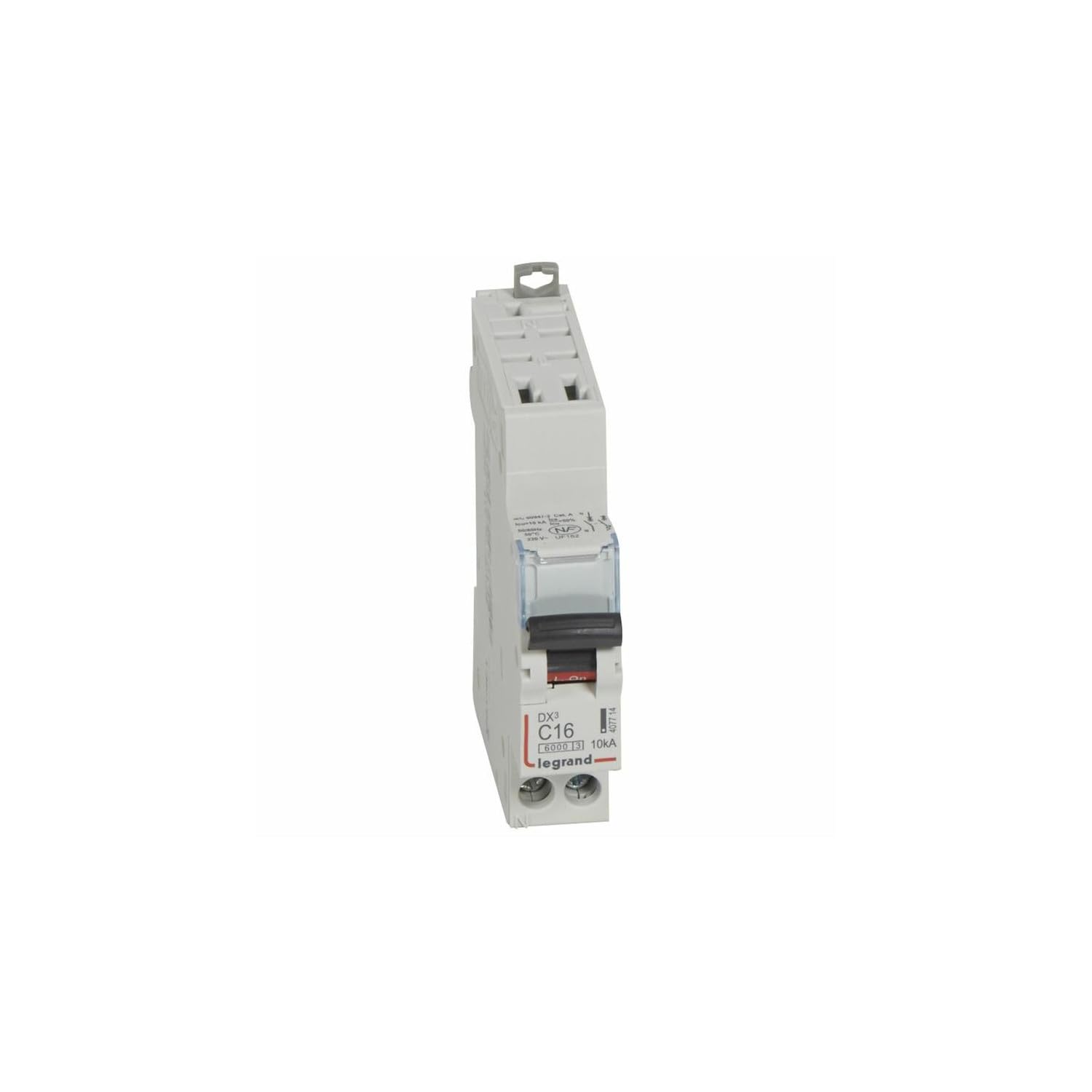 407714 Disjoncteur unipolaire + neutre 16A - 1P+N Courbe C - 6/10kA - Automatique et vis - Legrand DX3