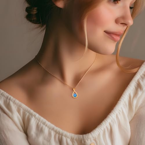 Birthstone Necklace for Women Dainty Infinity Pendant Sterling Silver Necklace Trendy Gold Jewelry Birthday Gifts for Her4