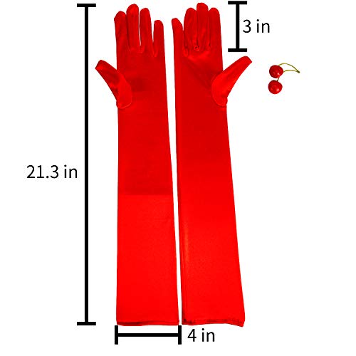 Red Satin Elbow Gloves, One Size (Fits Most), Women's Party Gloves, 21 Inch Length2