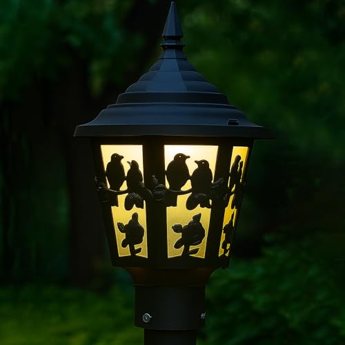 Image of SINOMAN Exterior Outdoor Gate Lamp Light Outdoor Post Light, Matt Black Pillar Lamp Fixtures Bird Design Perfect for Patio Porch Garden and Gate Post Decor (Bulb Not Included) (Pack of 1)