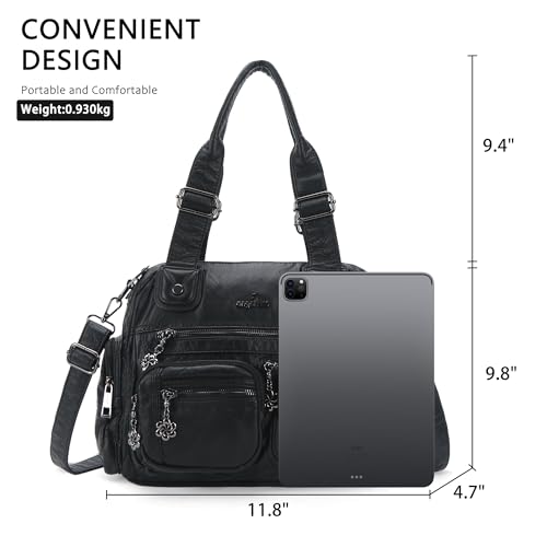 Image of Angel Kiss Large Purses for Women Multi Pocket Hobo Handbag Ladies Tote Satchel Bag Soft Leather Shoulder Bag