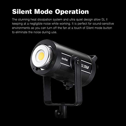 Godox SL200WII SL200II LED Dauerlicht Videoleuchte 200W 5600K Weiss Licht 74000lux@1m CRI 96 TLCI 97 mit BD-04 Barndoor… – Bild 3