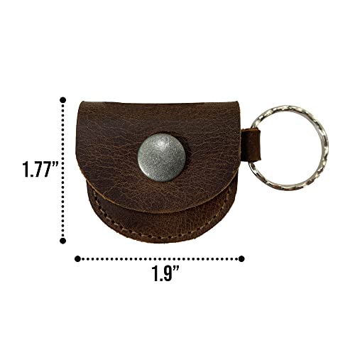 Hide & Groom, Rustic Ring Case Keychain Handmade From Full Grain Leather, Key Organizer, Easily Attach To Keys, Bride & Jewelry Storage - Bourbon Brown #TOP5