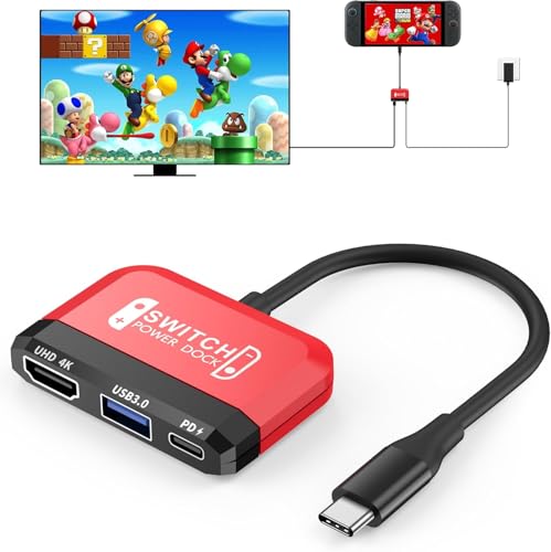 Mini Switch 3 en 1 Base de TV con HDMI 4K, USB 3.0 y 100 W USB-C PD de carga portátil de viaje para Nintendo Switch2/OLED