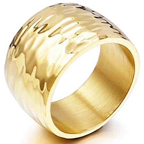 Jude Jewelers 15MM Stainless Steel Classical Simple Plain Hammered Surface Wedding Band Ring