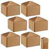 Otoolling 6 Pack 4x4x4 Inch Gold Fence Post Caps Rustic Pyramid Post Caps Sturdy Waterproof Metal Deck Cap Cover with Frosted Coated Surface for Farmhouse Corridors Mailbox Pillar End Cover