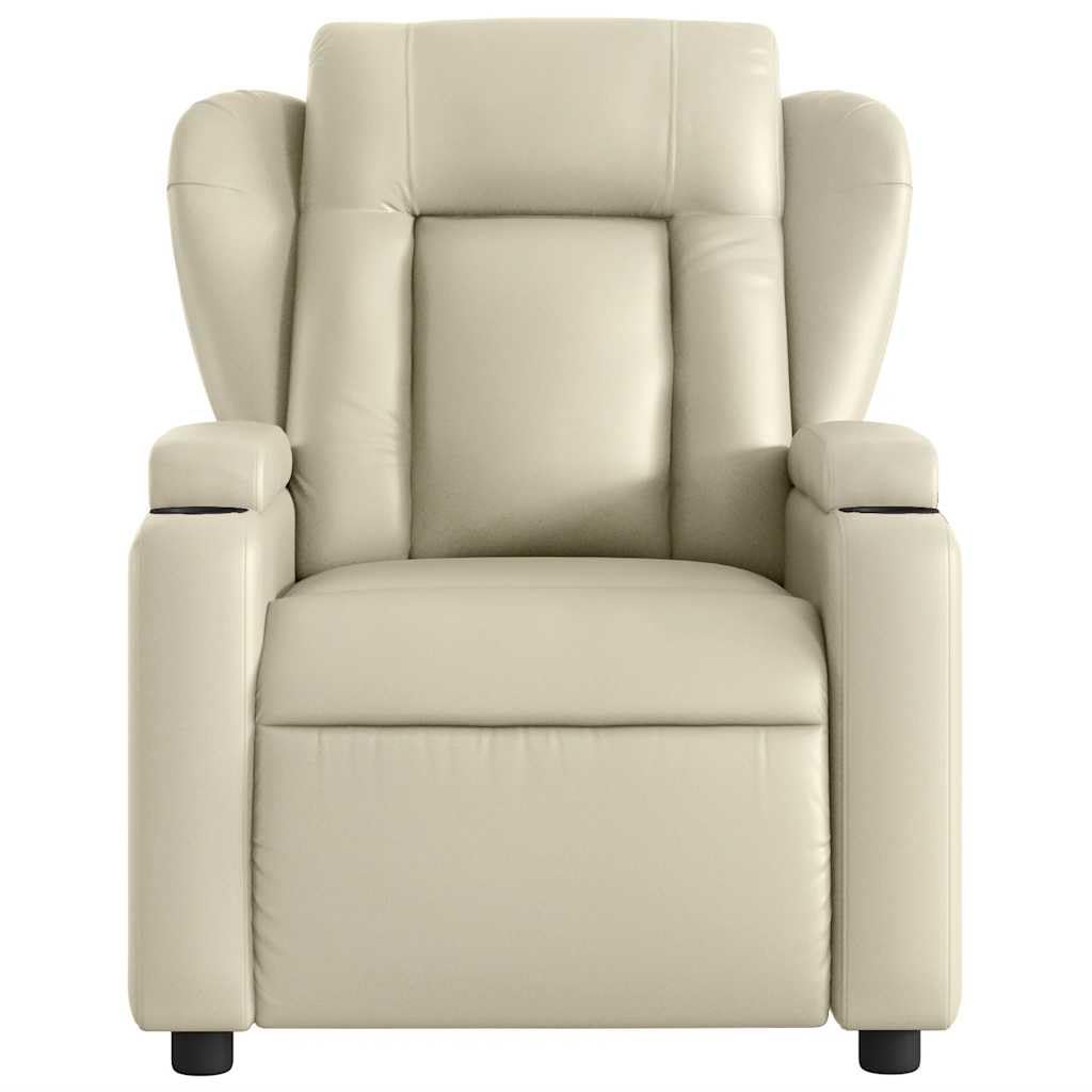 vidaXL Fauteuil de Massage Inclinable, Chaise de Relaxation avec Dossier et Repose-Pied Réglables, Siège Électrique de Salon, Moderne, Crème Similicuir