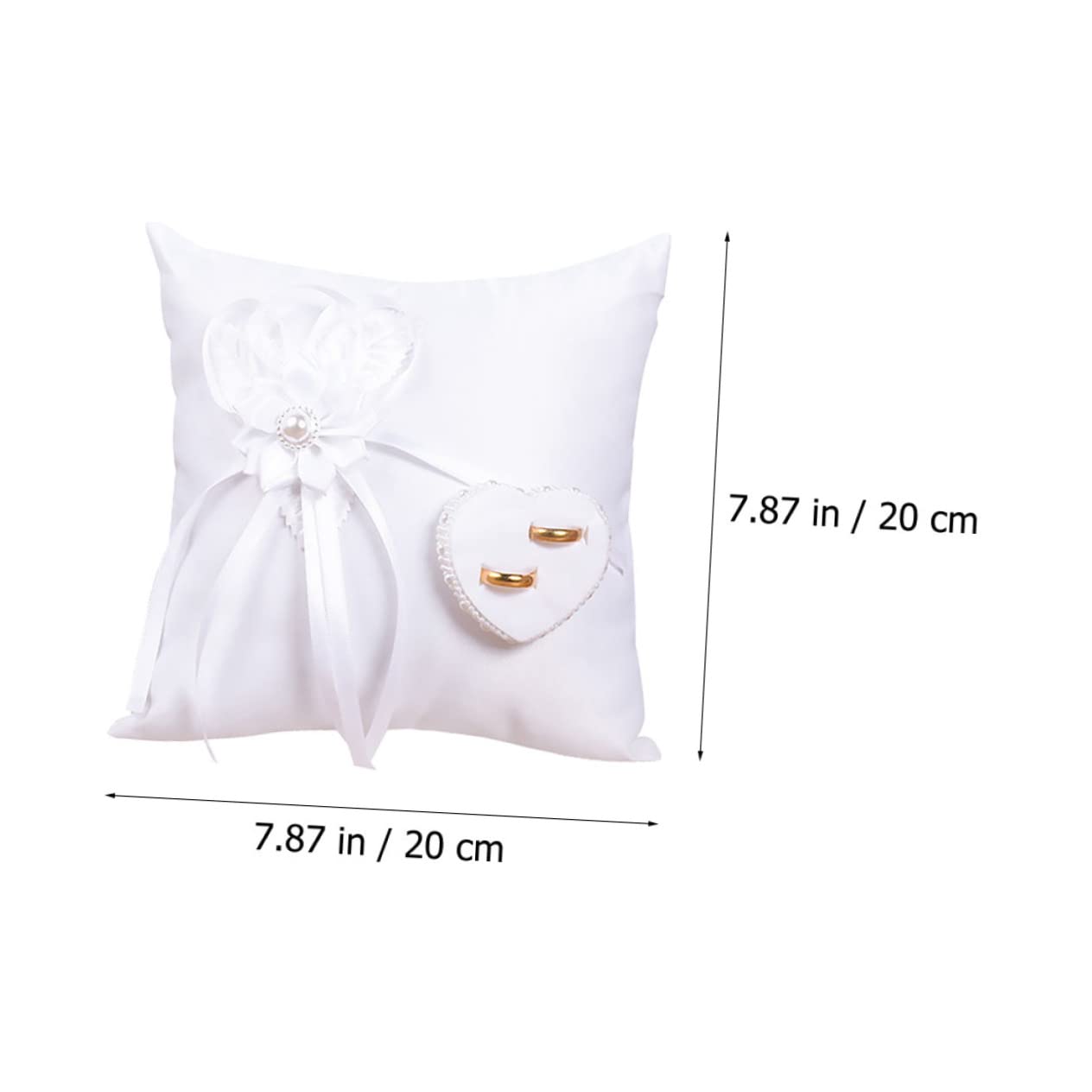 Unomor 1pc Floral Bearer Cushion Wedding Pillow Heart Shape for Ceremony and Engagement Decor