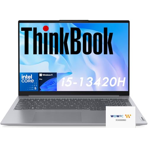 Image of Lenovo ThinkBook 16 Business Laptop, Intel Core i5-13420H (Beats i7-1355U), 16 inch WUXGA IPS Display, 16GB DDR5 RAM, 1TB SSD, Wi-Fi 6, RJ-45 Ethernet Port, Microsoft Office, Windows 11 Pro, WOWPC USB