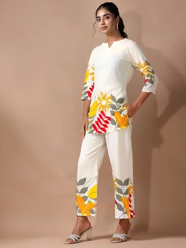 Image of Pinkmint Women's Pure Cotton Co Ord Set l Kurta Sets for Women |Kurta Sets| Printed Kurta with Pant l Stylish Pocket & 3 /4 Sleeve Women Co-ord Set (Avaiable in Plus size)