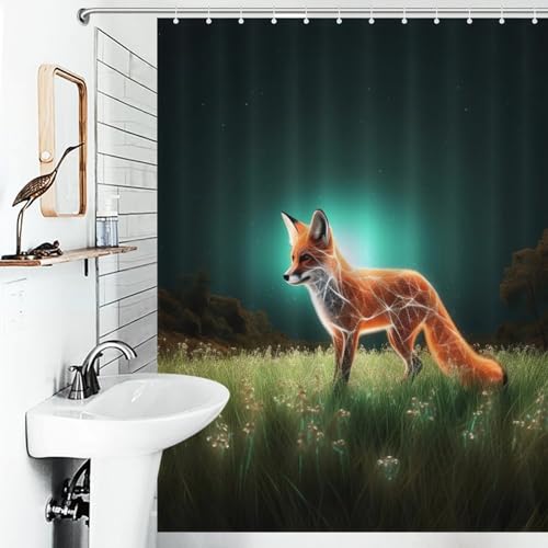 Rideau de douche renard 140x183 cm en tissu polyester imperméable - 6