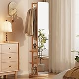 Full Length Mirror Coat Rack Solid Wood Floor Mirror 66'x12' Full Length Mirror with Stand Long Mirrors for Bedroom,Living Room