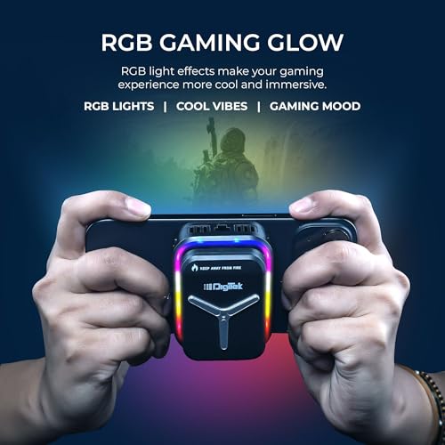 Image of Digitek (DCF 001) Magnetic Smartphone Cooler Fan with Built-In Battery, RGB Light Effects, Type-C Charging, for Mobile Gaming