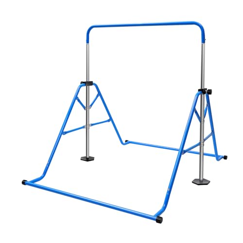 Barra de gimnasia para niños ideal para practicar volteretas en el jardín azul