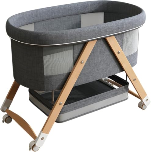 RoastMeベビーベッド 折畳み可能【2025新型 】 組み立て簡単 スペース 収納バスケット・マット・蚊帳・キャスタ付き コンパクト移動簡単 通気性 防塵 洗濯可能 吐き戻し予防 出産祝い プレゼント 新生児0ヶ月~36ヶ月 モバイル新生児用ベビーベッ