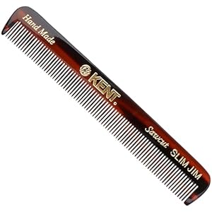 Kent Slim Jim Handmade All Fine Tooth Pocket Comb for Men, Hair Comb Straightener for Everyday Grooming Styling Hair, Mustache and Beard, Use Dry or with Balms, Saw Cut Hand Polished, Made in England