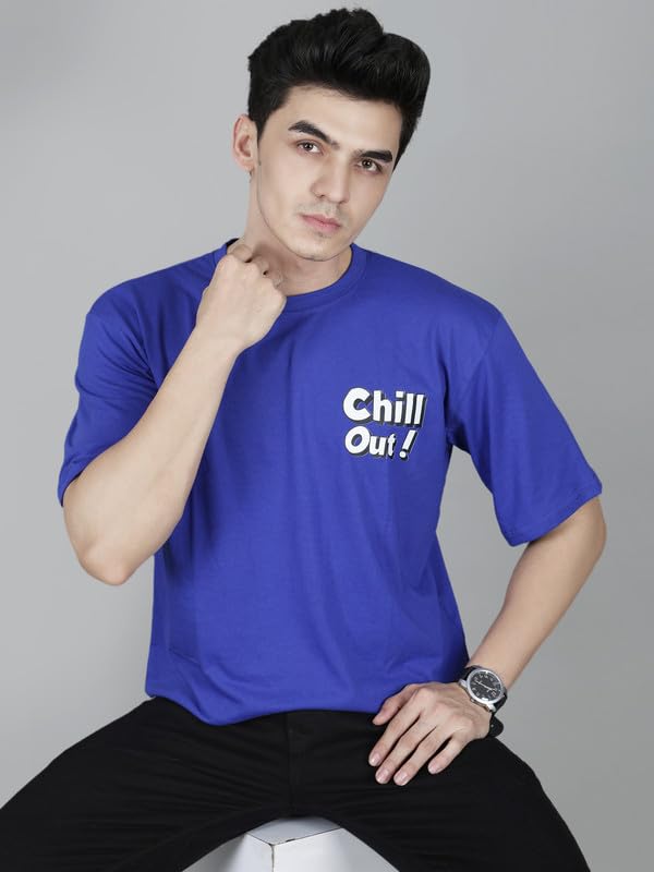 Image of London Hills Men's Cotton Oversized Fit Casual Printed Round Neck, Oversized Longline Drop Shoulder Boho Style T-Shirt