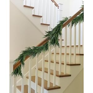 72 Christmas Artificial Norfolk Pine Garlands Real Touch Winter Faux Greenery Garland Realistic Artificial Garland for Table Mantle Fireplace Indoor Window Stairs Outdoor Decoration 1