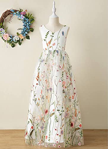 Jacquard Flower Girls Dresses for Wedding Embroidery Little Girls Dresses for Garden Ball-Gown PT0284