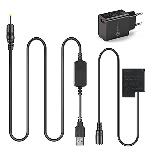 DMW-BLH7 Dummy-batteri DMW DCC15 + 5 V USB-kabel DC8,4 V + QC3.0 USB-adapter för Panasonic Lumix DMC GM1 GM5 GF7 GF8 kompatibel med LX10 LX15