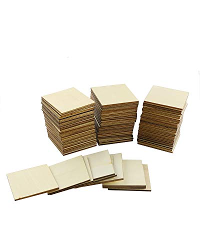 100PCS Unfinished Blank Wood Squares, Wooden Squares Cutout Tiles for DIY Arts Crafts, Handmade Wedding Ornaments, Centerpieces, Board Game Pieces, Ornaments for Book Signing.(5cm/2inch)