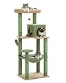PAWZ Road Cat Tree, Big Cat Tower, Activity Center stable and sturdy, Cat Tree with hammock and lovely Cat House Green 143cm/56.2"