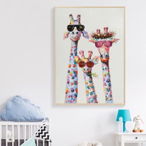 Wall art impression girafe coloree decoration murale salon moderne affiche 40x60cm