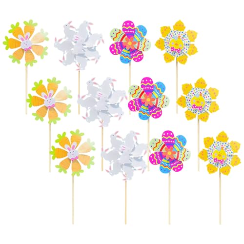 Windspinner | 12 piezas de decoración de huevos, carillones de viento para exteriores, para decoración de césped, terraza, caminos, pavimentos, vacaciones, niños y familia