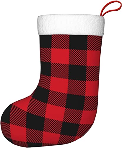 BENGZAN Chaussettes De Noël Chaussettes De Noël À Carreaux Rouges Et Noirs Chaussettes De Noël en Peluche Personnalisées 17,7 Pouces Fête De Noël Très Dure Cover