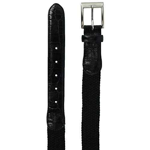 CTM Men's Big & Tall Braided Elastic Stretch Belt with Croc Print End Tabs2