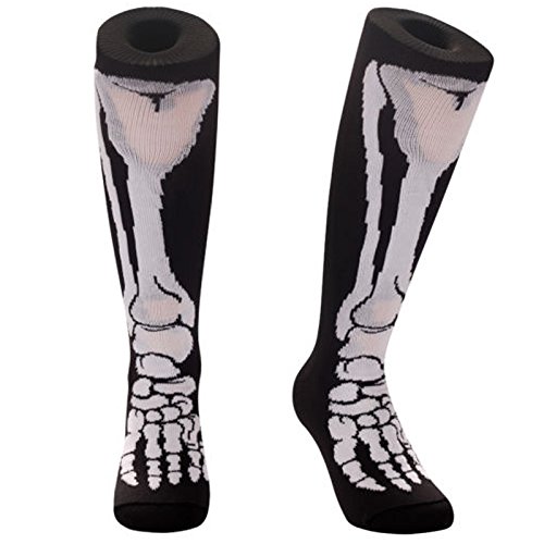 Samson Hosiery®, medias altas unisex con diseño de esqueleto negro negro M 