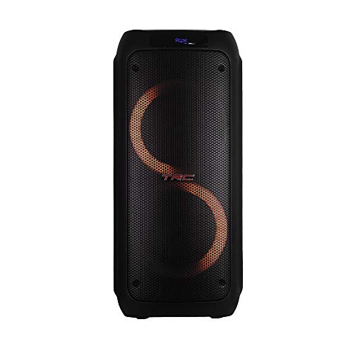 TRC 5590 - Caixa de Som Amplificada Portátil com Bluetooth; Controle Remoto; Entrada USB; Iluminação em LED; Disco Ligthing; Microfone com Fio e TWS; – 1000W RMS; Black glide