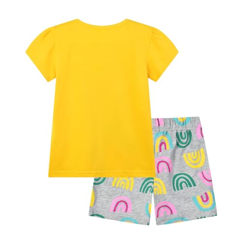 Image of HILEELANG Toddler Girl Summer Short Outfit Sets Cotton Short Sleeve Tops Tees Shorts Clothing Sets