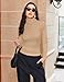 Ekouaer Women's Turtleneck Long Sleeve Shirts Thermal Underwear Tops Basic Slim Fit Fall Fashion Lightweight Top Khaki L