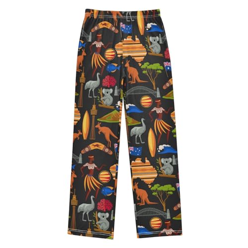 Australia Kangaroo Koala Boys Long Pants Soft Trousers Elastic Waist Kids Lounge Bottoms with Pockets S-XL